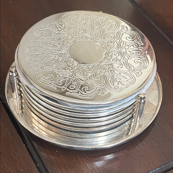 Vintage silver-plated 7-piece coaster set - Picture 8 of 9